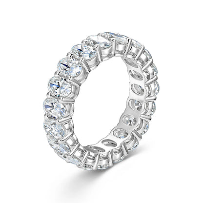 OXTAO 4x6mm Oval Cut Full Moissanite Eternity Rings Anniversary Gifts for Women Men 14K Gold Filled Jewelry Elegant Stackable Wedding Ring with Certified