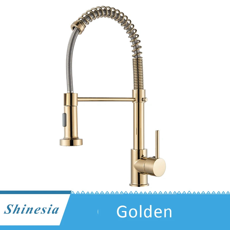 Shinesia Brushed Nickel Kitchen Faucet Deck Mounted Mixer Tap 360 Rotation Stream Sprayer Nozzle Kitchen Sink Hot Cold Taps