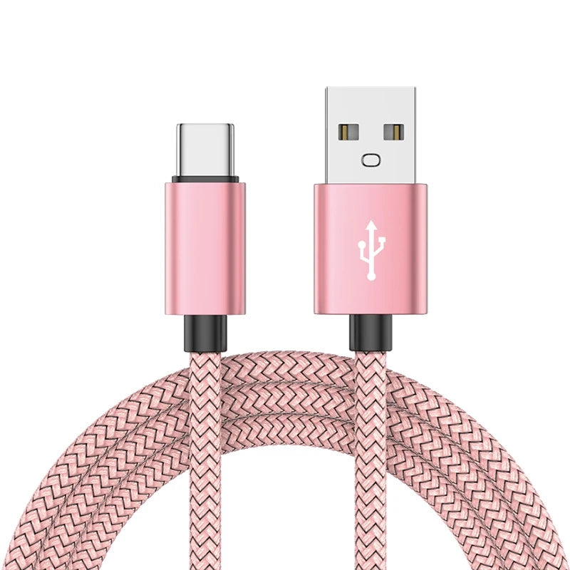 Nylon Data Cable Fast Charger USB A to Type C Charging Cable For Huawei Samsung Android Phone TypeC Charging Device 1M 2M 3M