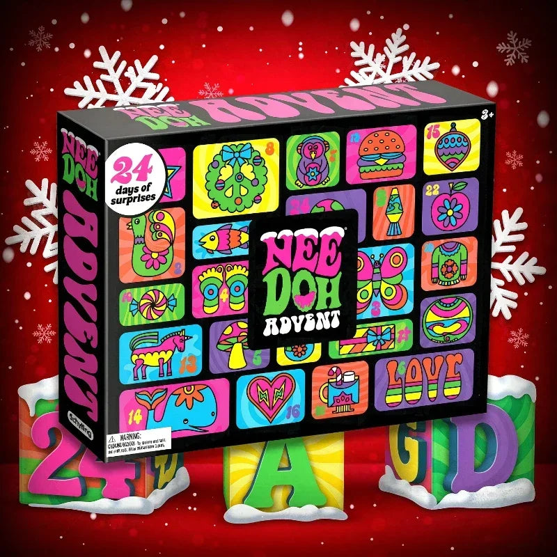 2026 NeeDoh Advent Calendar 24Pcs 3D PVC Fidget Doll Christmas Countdown Calendar Surprise New Year Gift