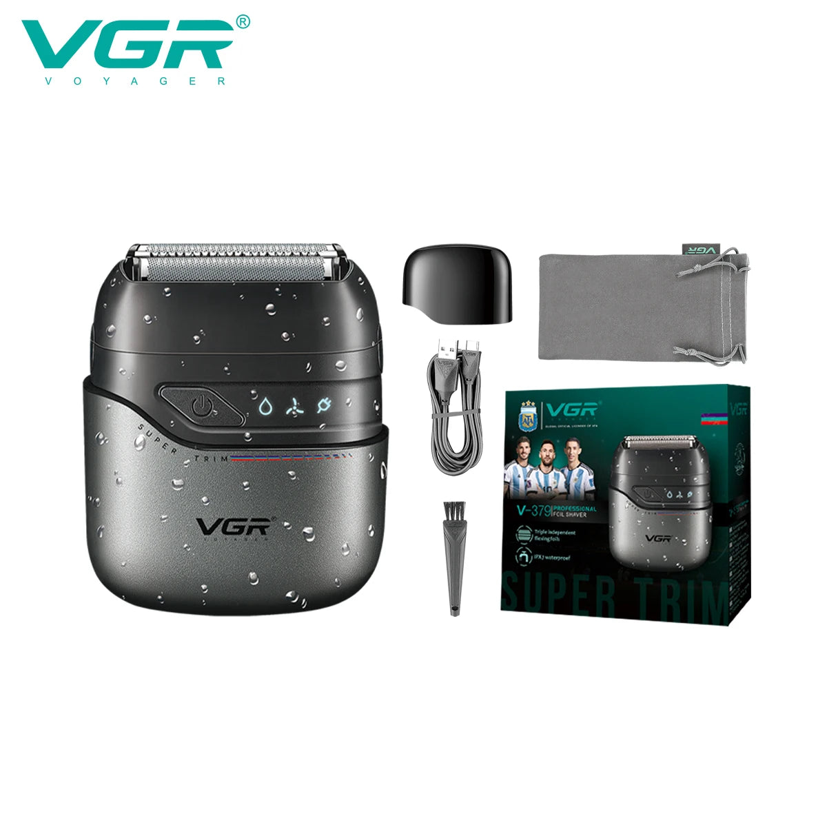VGR Mini Double Head Shaver, Reciprocating Head, Men's Shaver, Apply to Face, Scrape White Hair, Cleaning and Trimmer V-379