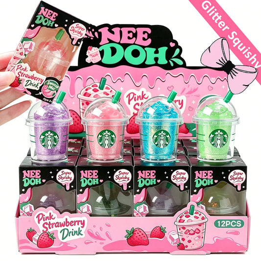 Cute Iced Coffee Cup Squishy Fidget Toy Colorful Squeeze Need Doh Stress Relief Toys Portable Mini Drink Cup Decompression Toy