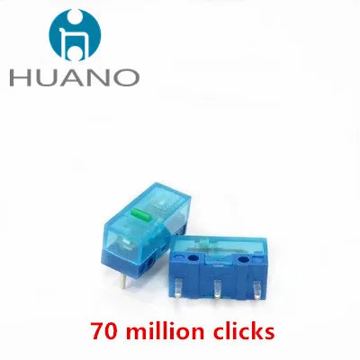 2Pcs New product HUANO Black Blue Transparent Shell Mute Mouse Micro Switch 10M 30M 60M 80M 100 million Mouse maintenance button