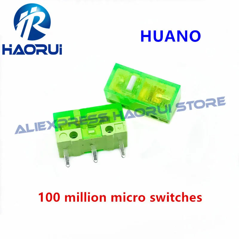 2Pcs New product HUANO Black Blue Transparent Shell Mute Mouse Micro Switch 10M 30M 60M 80M 100 million Mouse maintenance button