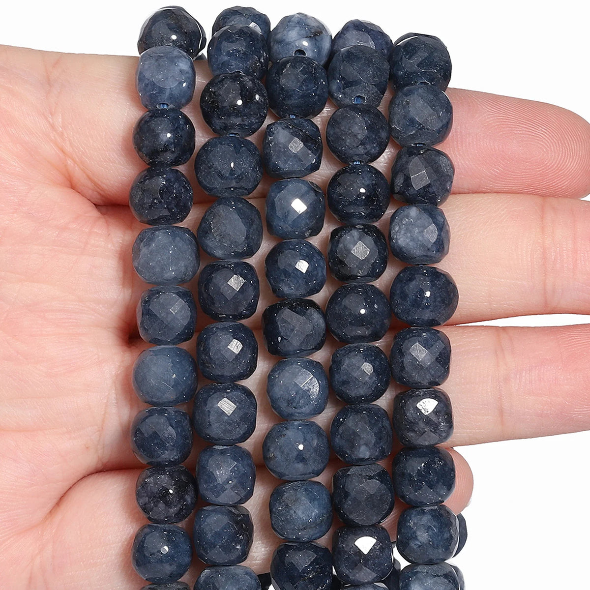 Natural Amethyst Beads 7-8mm Faceted Square Cube Geometric Shape Loose Beads for Jewelry Making Diy Accessories