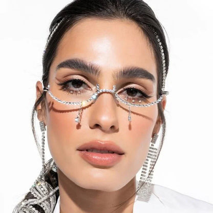 Stonefans Rhinestone Glasses Frame for Women Hight Quality Luxury Crystal Eyes Glasses Accessories Without Lenses Face Jewelry
