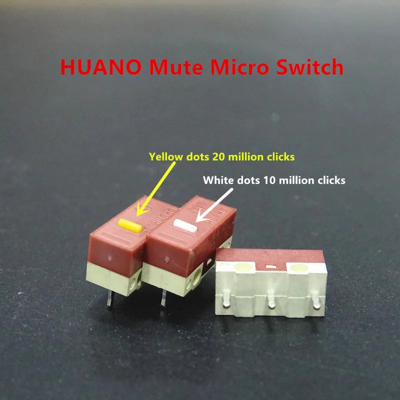 2Pcs New product HUANO Black Blue Transparent Shell Mute Mouse Micro Switch 10M 30M 60M 80M 100 million Mouse maintenance button