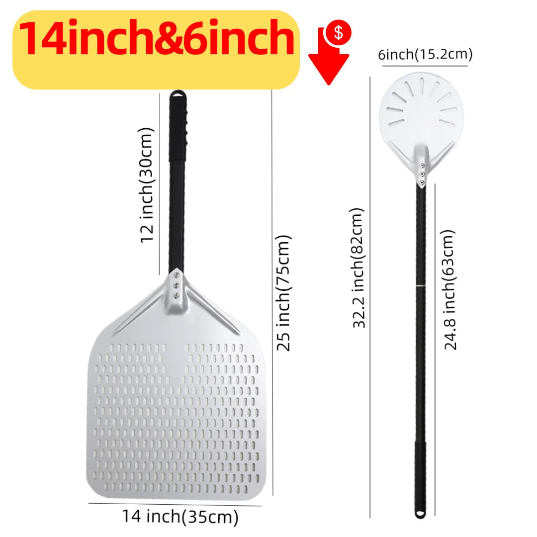 6&12 13 14  Inch Aluminum Pizza Peel Bread Paddle Pizza Oven Turning Peel Hard  Anodized Pizza  Baking Kitchen Tool Spatula