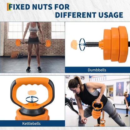 4-in-1 Adjustable Dumbbell Set, Weight Set Used as Dumbbell, Barbell, Kettlebells & Push up Stand, Home Gym Fitness Exercise Equipment for Men Women