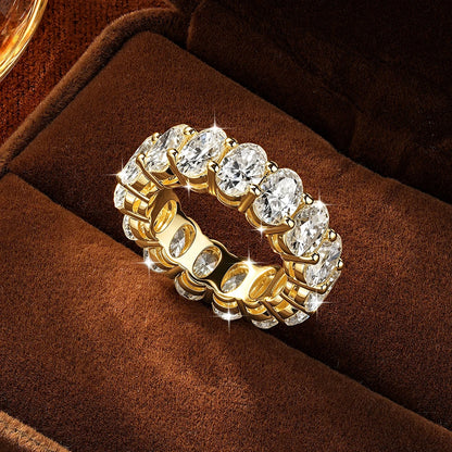 OXTAO 4x6mm Oval Cut Full Moissanite Eternity Rings Anniversary Gifts for Women Men 14K Gold Filled Jewelry Elegant Stackable Wedding Ring with Certified