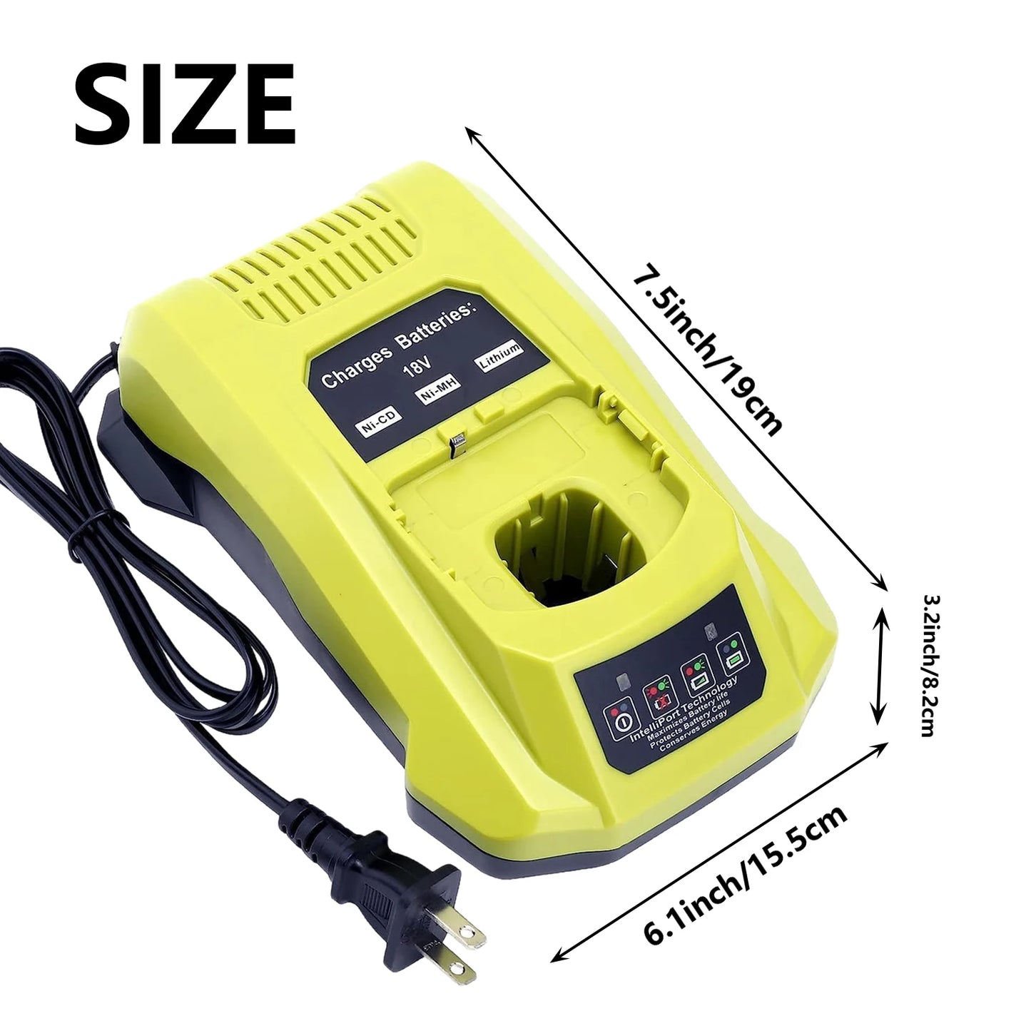 18-Volt P117 Rapid Charger Replacement for Ryobi 18V Battery Charger, Compatible with Ryobi 12V-18V One+ Lithium Nicad Nimh Battery P100 P102 P103 P105 P107 P108 P190 PBP002
