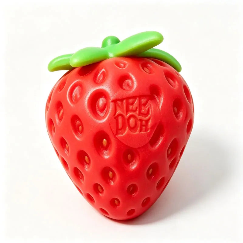 Groovy Nee Doh Schylling Fruit Stress Ball, Elastic Soft Squishy Fidget Toy, Banana Strawberry Orange Squeeze Sensory Toy