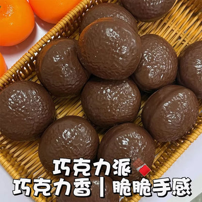 Chocolate Pie Squishy Stress Ball Fidget Toy Crunchy Squeeze Toy Soft Building Block Filled Adults ASMR Stress Relief Holiday Gi