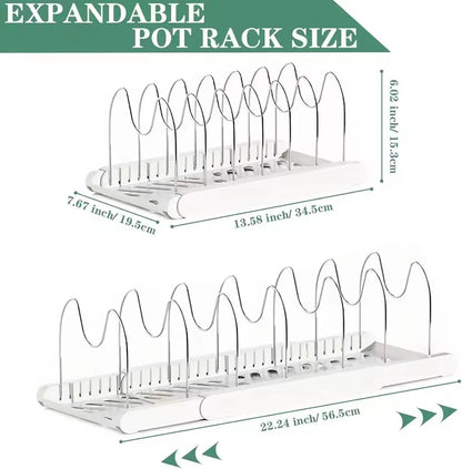 Heavy-Duty Pull-Out Pot Lid Organizer Rack, Under Cabinet Kitchen Organizer With 8 Adjustable Compartments, Space-Saving Kitchen Essentials, Sturdy Home Accessories, Fits Pots Pans Lids, Easy Install For Kitchen Restaurant Ho