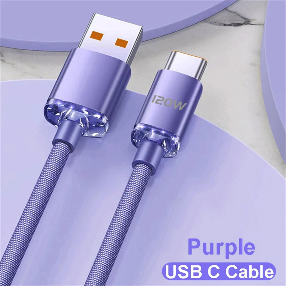 NNBILI 120W 6A Fast Charge USB Type C Quick Charge Cable For Samsung S23 Xiaomi 14 Huawei Phone Fast Charging Cable Data Cables