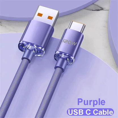 NNBILI 120W 6A Fast Charge USB Type C Quick Charge Cable For Samsung S23 Xiaomi 14 Huawei Phone Fast Charging Cable Data Cables
