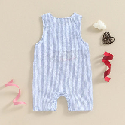 Pudcoco Infant Baby Boy Overalls, Embroidery Cake Striped Jumpsuit Birthday Clothes for Casual Daily 6-18M