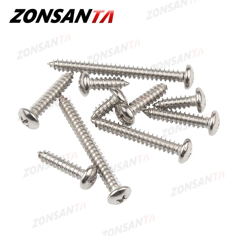 ZONSANTA M1.4 M1.7 M2 M2.2 M2.6 M3 M3.5 M4 M5 M6 Small 304 Stainless Steel Cross Phillips Pan Round Head Self Tapping Screw