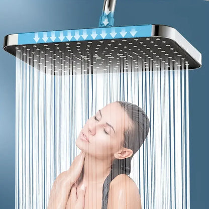12 Inch ABS High Pressure Rainfall Shower Head Bathroom 360° Adjustable Angle Anti-Clog Nozzle Water Saving Bathroom Accessories