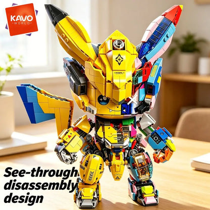 KAVOWORLD 1505PCS DIY Mecha Mouse Building Block Set Semi-Transparent Anime Disassembly Glow Light Up Bricks Mechanical Animal Figurine Display Model for Building Fans Construction Kit for Desk Shelf Decor Christmas Birthday