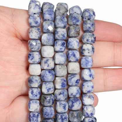 Natural Amethyst Beads 7-8mm Faceted Square Cube Geometric Shape Loose Beads for Jewelry Making Diy Accessories