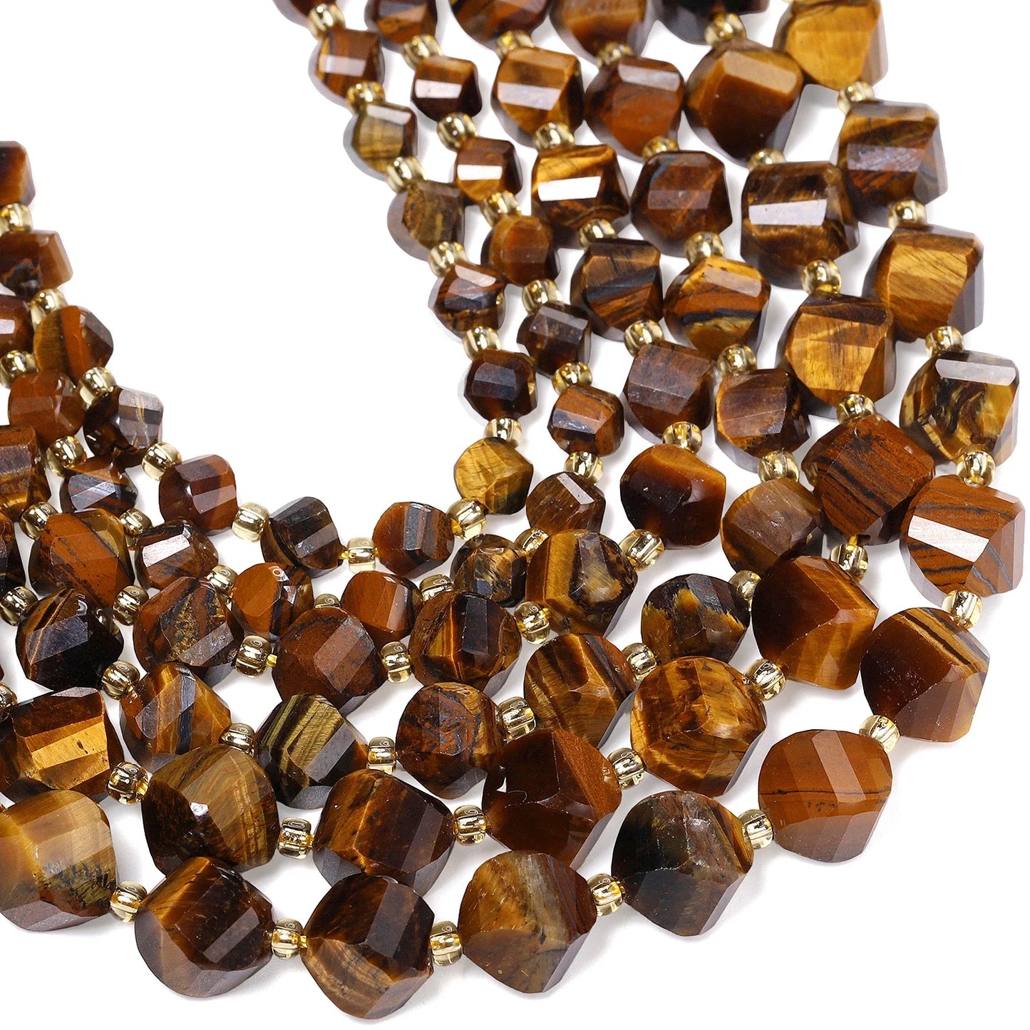 Natural Coffee Stripe Agate Stone Beads 6-10mm Faceted Twist Shape Beads Loose Spacer Beads for Jewelry Making Diy Accessories