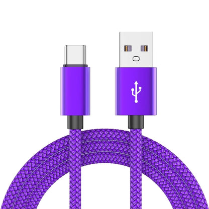 Nylon Data Cable Fast Charger USB A to Type C Charging Cable For Huawei Samsung Android Phone TypeC Charging Device 1M 2M 3M