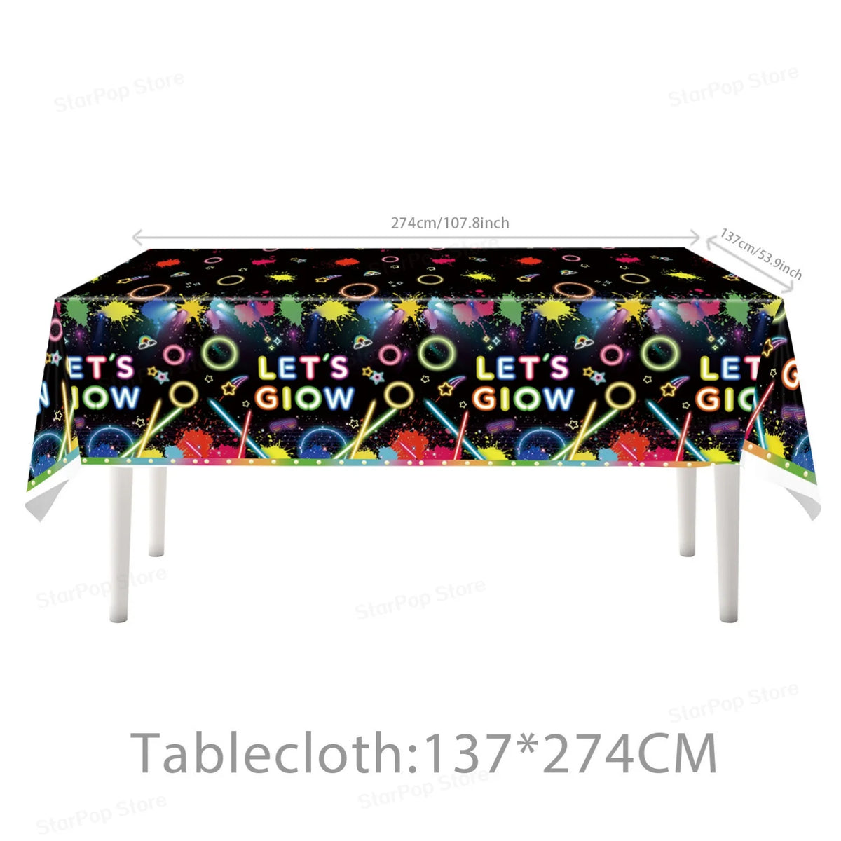 Neon Birthday Party Supplies Disposable Tableware Plates Cups Napkins Tablecloth Kids Blacklight Glow Theme Birthday Decorations
