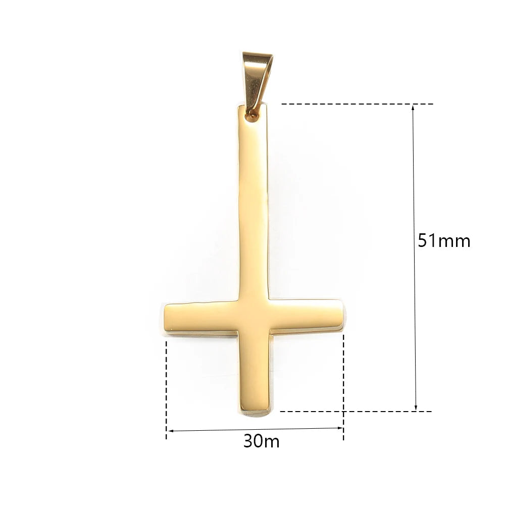 Dropshipping Cross Pendant Necklaces For Men Black Gold Color Silver Color Stainless Steel Charm Chain Male Hip Hop Jewelry KP52