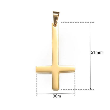 Dropshipping Cross Pendant Necklaces For Men Black Gold Color Silver Color Stainless Steel Charm Chain Male Hip Hop Jewelry KP52