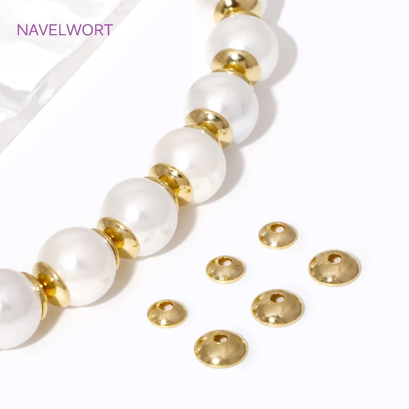50/100pcs 3-4mm 14K Gold Plated Brass Round Bead Caps Spacer Beads For Jewelry Making DIY Bracelet Necklace Making Accessories