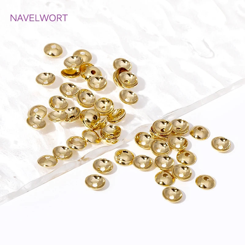 50/100pcs 3-4mm 14K Gold Plated Brass Round Bead Caps Spacer Beads For Jewelry Making DIY Bracelet Necklace Making Accessories