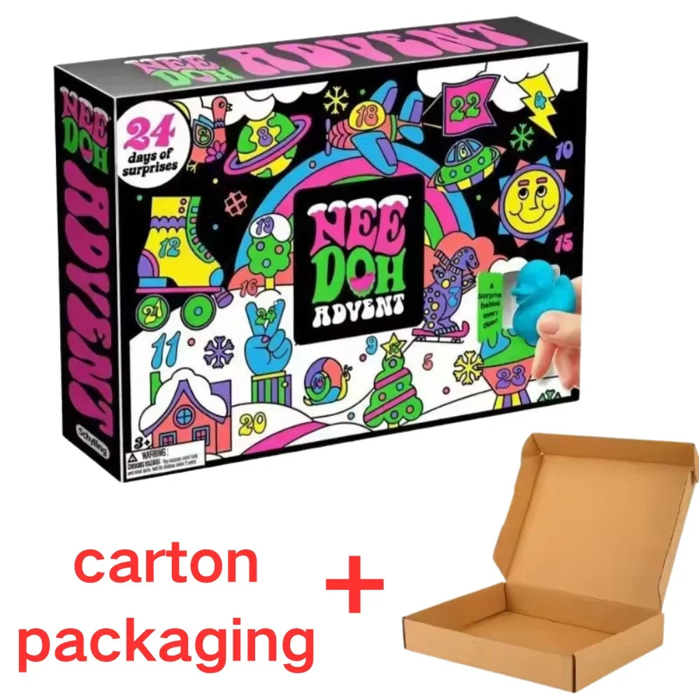 2026 NeeDoh Advent Calendar 3D PVC Fidget Christmas Countdown Calendar Surprise Box Stress Relief Toy New Year Holiday Adult Toy