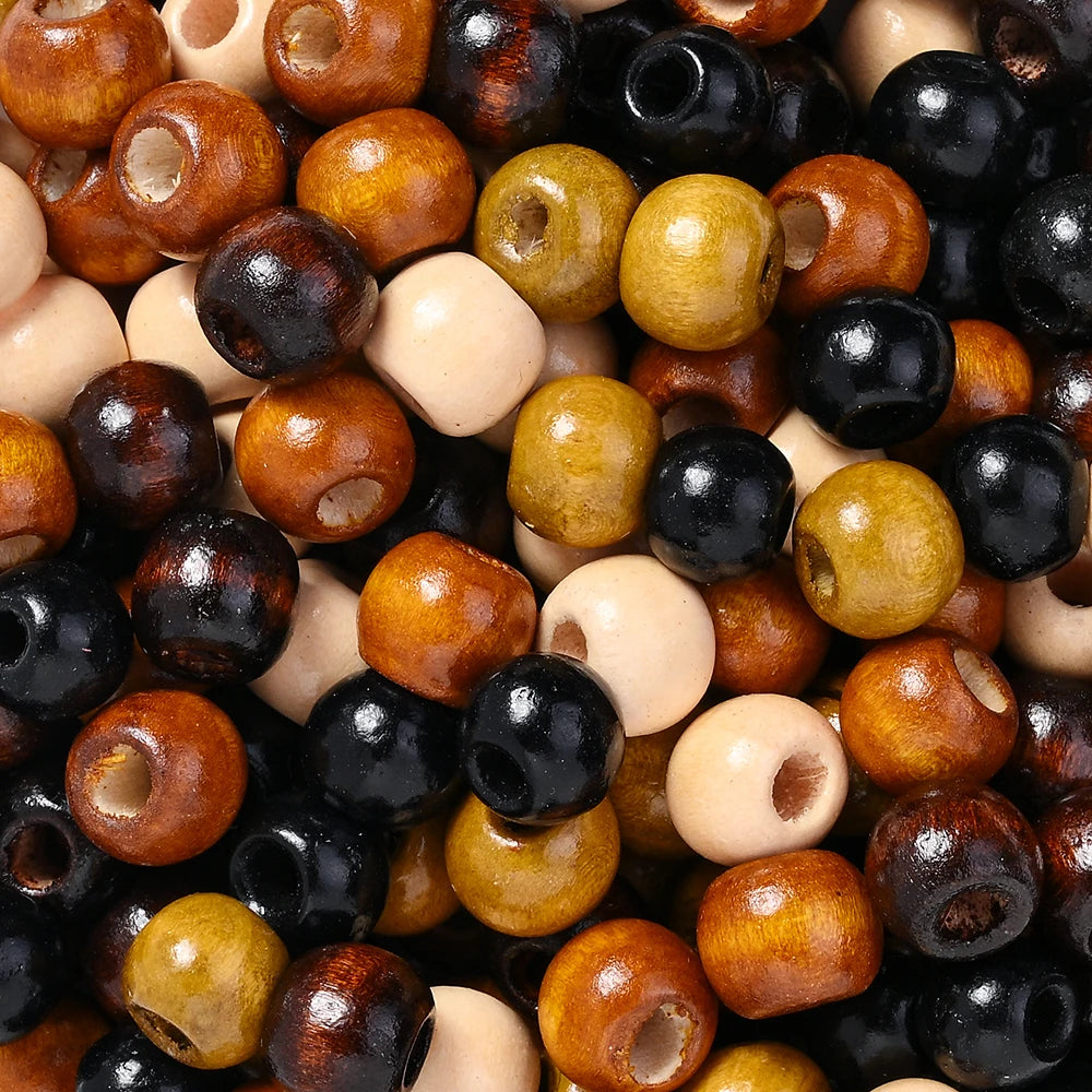 200pcs/lot 11mm Brown Wooden Beads Large Hole Loose Spacer Beads for Vintage Round Jewelry Making DIY Beaded Bracelet Necklace