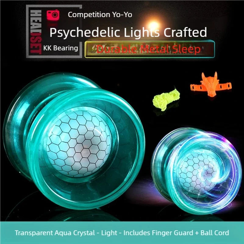 Crystal Luminous Yo-Yo Grade Beginner Long Sleep KK Bearing Anti-drop Glowing Yoyo Ball for Kids Adults Toy