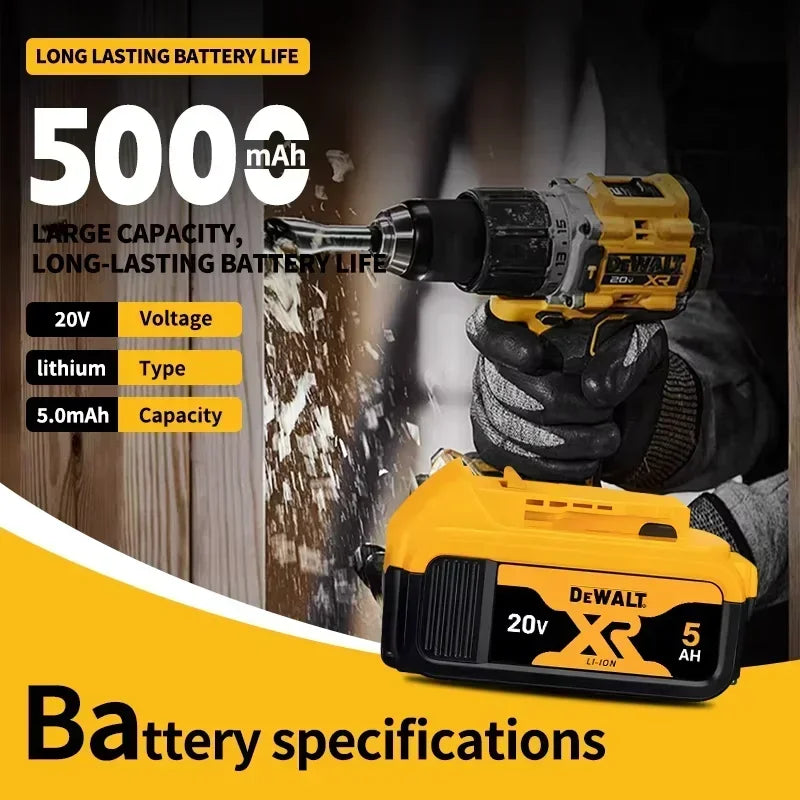 100% Genuine Dewalt 20V Battery, 6AH Rechargeable Lithium Ion Battery, Dewalt DCB200 Power Tool Replacement Battery