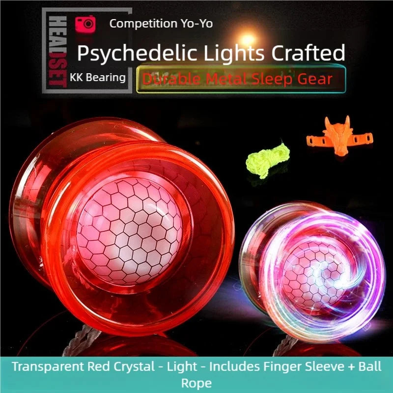 Crystal Luminous Yo-Yo Grade Beginner Long Sleep KK Bearing Anti-drop Glowing Yoyo Ball for Kids Adults Toy