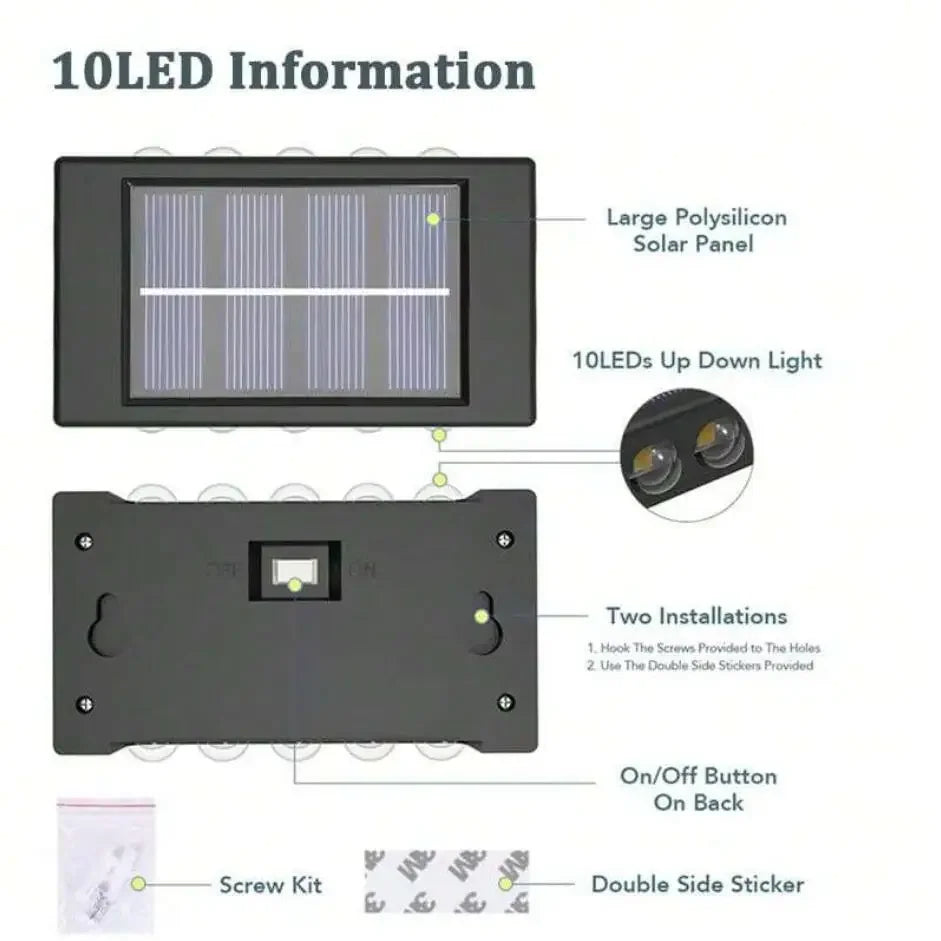 1-10PCs Solar Wall Lights Outdoor Waterproof Solar Lights LED Lighting For Home Garden Yard Fence Decor Lamps
