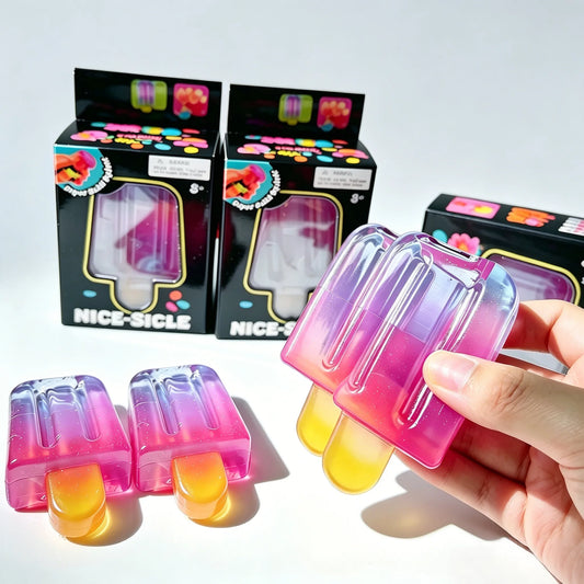 Gradient Liquid Filled Popsicle Squishy Toy Stress Relief Hand Squeeze Gadget Desktop Ornament For Birthday And Holiday Gift Use