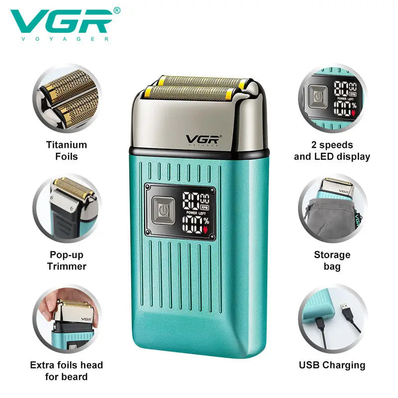 VGR Men's Razor IPX6 Body Wash Professional Intelligent Digital Display Multi-Functional Shaving Sculpting Hair Trimmer V-357