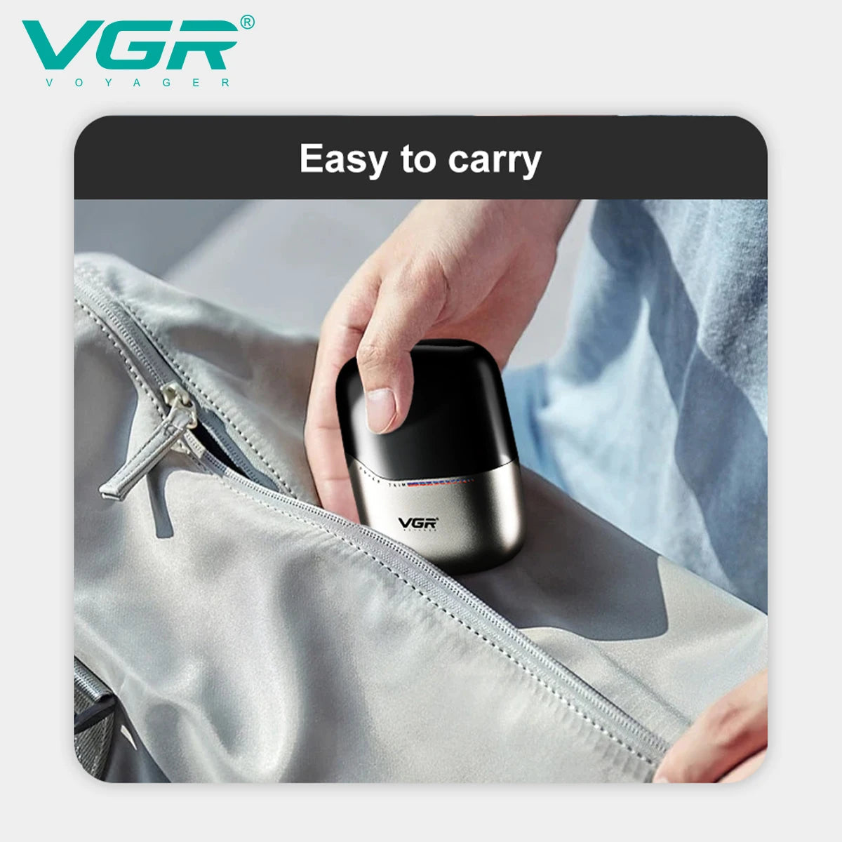 VGR Mini Double Head Shaver, Reciprocating Head, Men's Shaver, Apply to Face, Scrape White Hair, Cleaning and Trimmer V-379