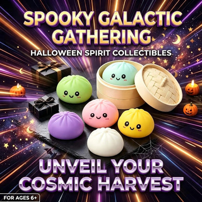 Halloween Bun Set of 18 (6 Buns+6 Steamers+6 Steamer Lids), a portable tabletop travel decompression toy, cute collectibles and trick or treat bag fillers, a great choice for party gifts