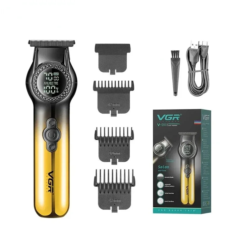 VGR Hair Trimmer Professional Trimmer 8000 RPM Hair Cutting Machine Electric Barber Clippers LED Cordless Clipper for Men V-990