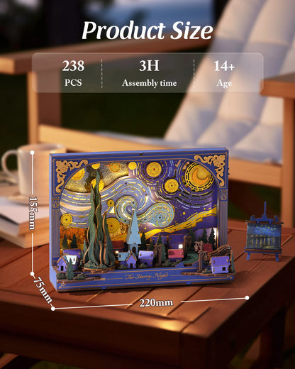 ROKR Starry Night 3D Puzzles ,Mother's Day DIY Wooden Vincent Van Gogh Painting Artwork Craft Kit Building Set ,Home Decor