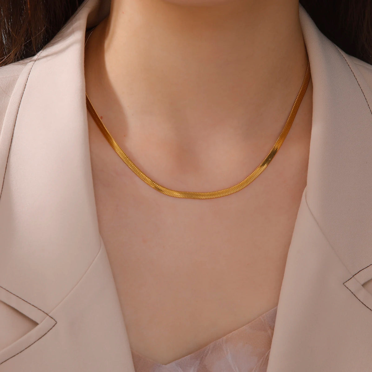 Skyrim Stainless Steel Snake Chain Necklace for Women Men Gold Color Herringbone Choker Neck Chains 2026 Trend Jewelry Gift Hot