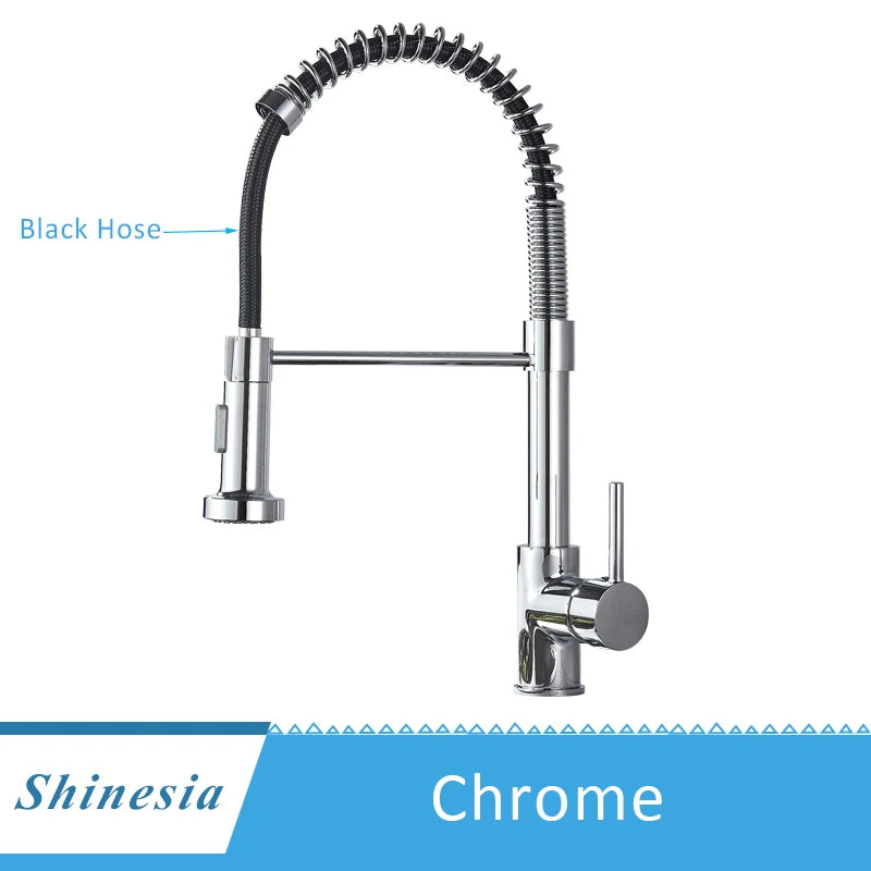 Shinesia Brushed Nickel Kitchen Faucet Deck Mounted Mixer Tap 360 Rotation Stream Sprayer Nozzle Kitchen Sink Hot Cold Taps
