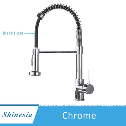 Shinesia Brushed Nickel Kitchen Faucet Deck Mounted Mixer Tap 360 Rotation Stream Sprayer Nozzle Kitchen Sink Hot Cold Taps
