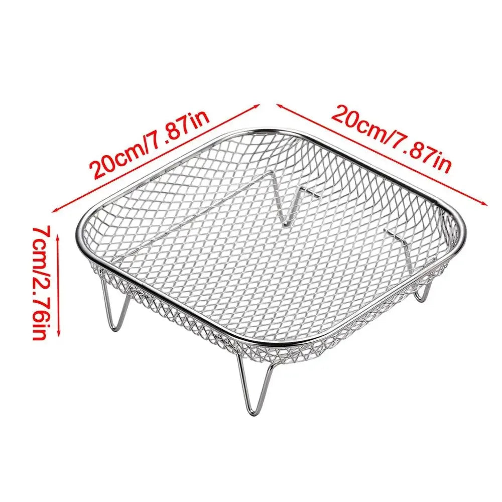 Air Fryer Rack Non-Stick Stainless Steel Air Fryer Tray Grill Basket Kitchen Accessory BBQ Frying Rack Cooking Gadgets Hot Sales