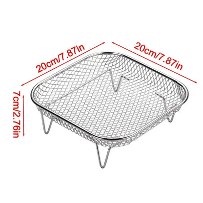 Air Fryer Rack Non-Stick Stainless Steel Air Fryer Tray Grill Basket Kitchen Accessory BBQ Frying Rack Cooking Gadgets Hot Sales