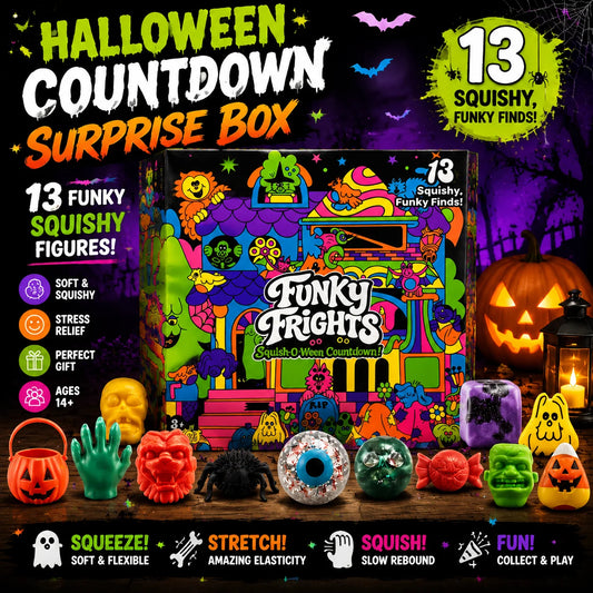 Needoh New Funky Frights Halloween Advent Calendar 13 Days, Spooky Squishy Slow Rise Stress Relief Toys Countdown Gift Box